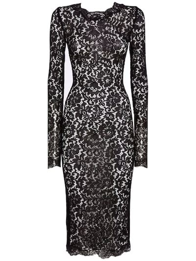 Robe midi en dentelle en noir – Dolce Gabbana.